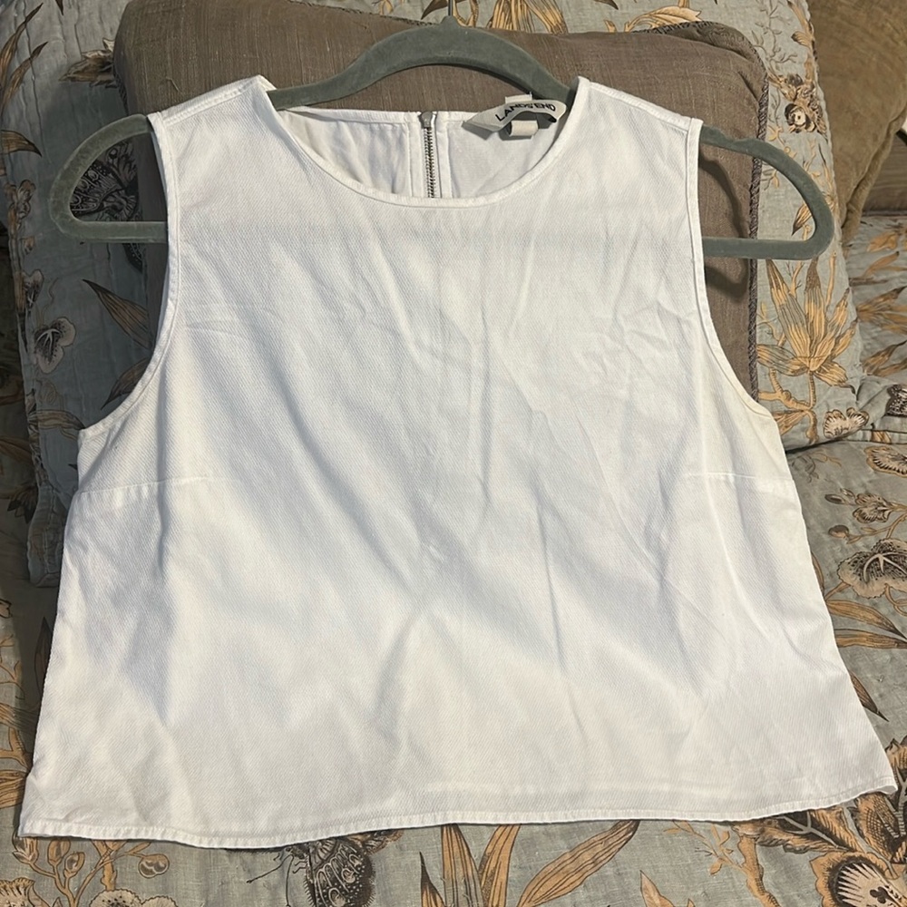 White sleeveless Lands End cotton blouse. Size 4